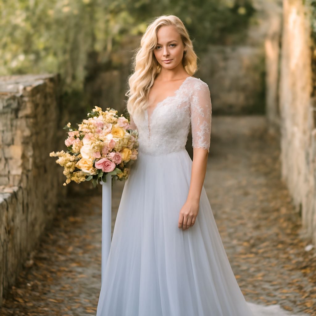A stunning blue wedding dress and light blue wedding dresses