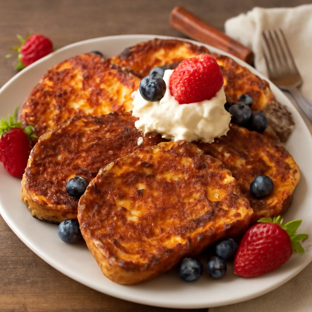 Delicious brioche French toast with brioche bread and creative toppings