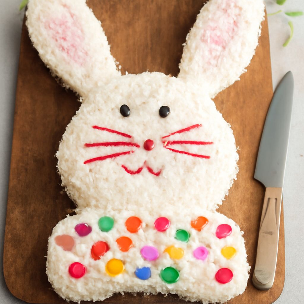 Delicious easter bunny cake with creative decorations