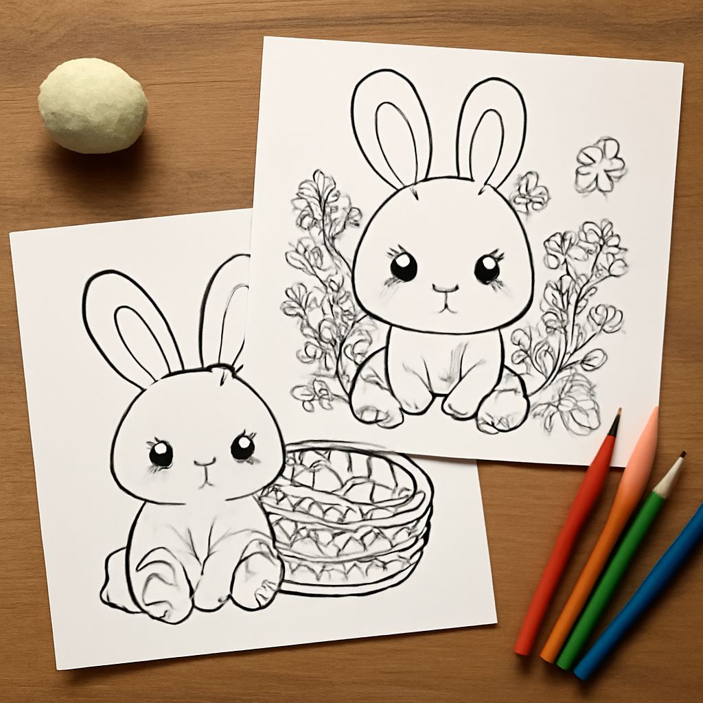 Easter bunny coloring pages and coloring sheet fun