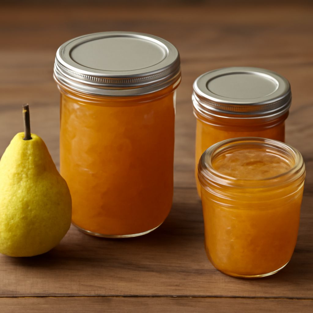A delectable jar of easy pear preserves made from a classic pear preserves recipe