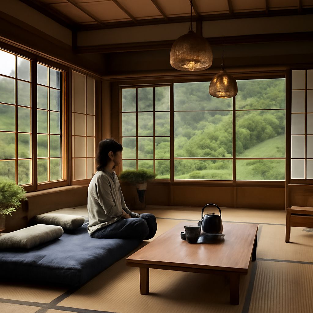 Traditional Japanese room featuring a tatami room design