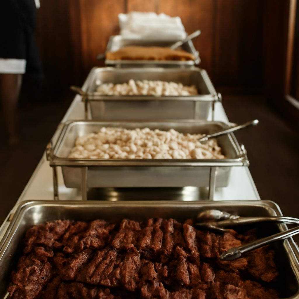 A display of wedding food showcasing wedding menu ideas and wedding dinner ideas