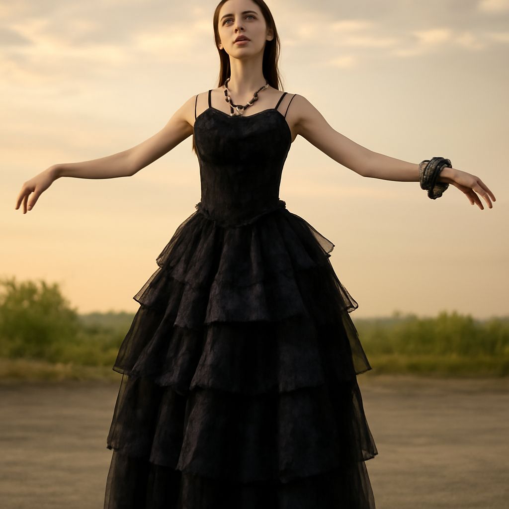 Elegant black goth dress and gothic dress styles
