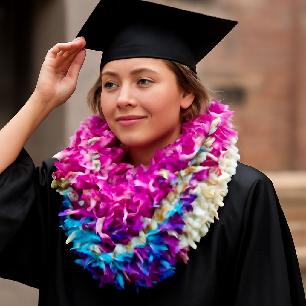 Graduation flower leis and lei's display